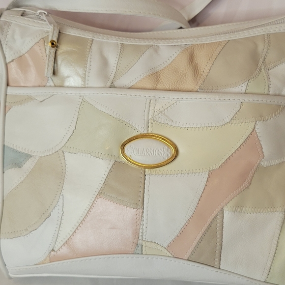 Pastel and White Leather patchwork purse. Vintage 80s leather purse. Classics. - Picture 3 of 9